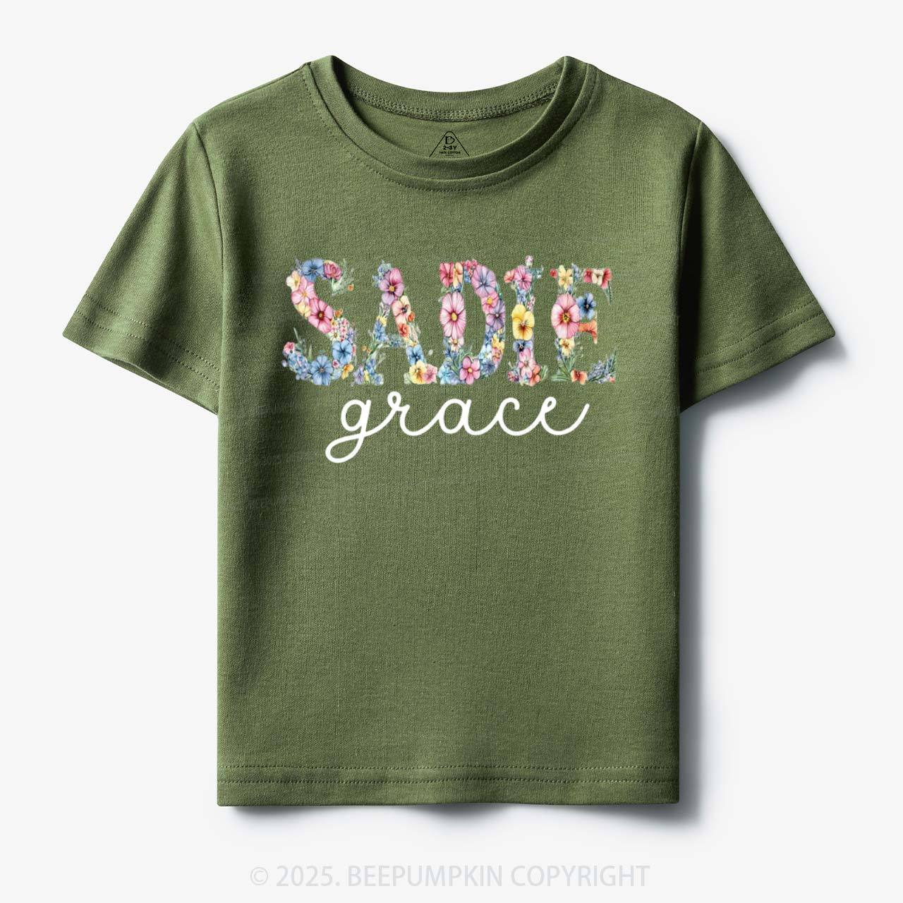 Personalized Floral Name Toddler&Kid's Tees Beepumpkin