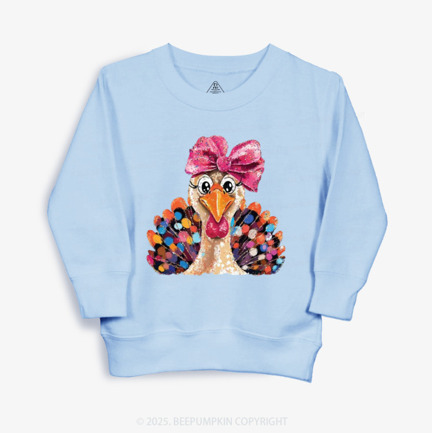 Turkey At The Table Thanksgiving Kid's Sweatshirt