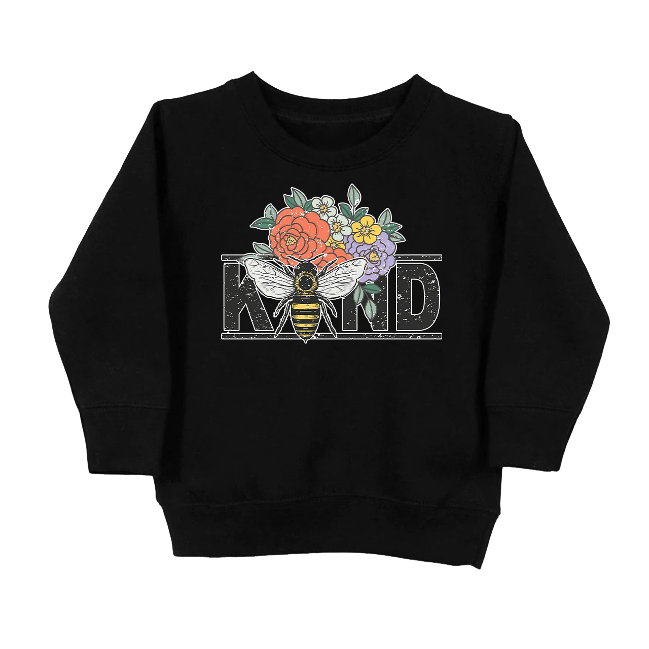 Bee Kind Vintage Flowers Kids Sweatshirt