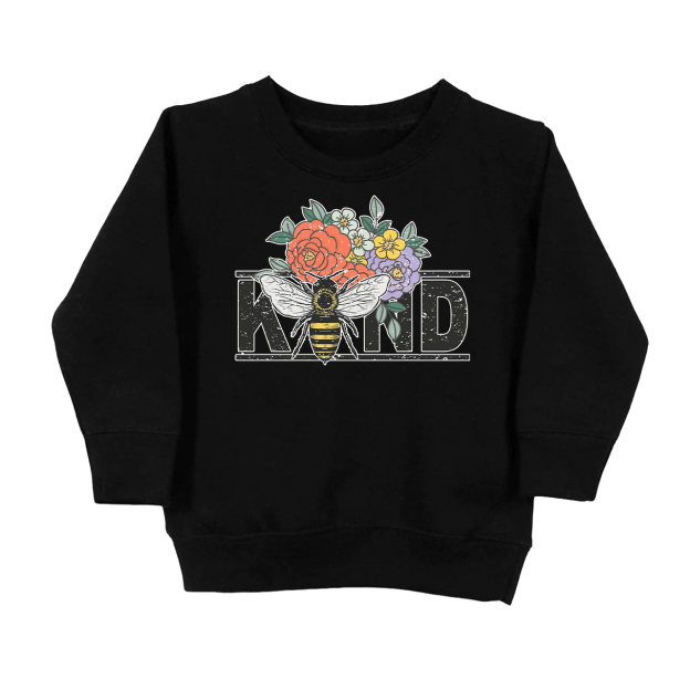 Bee Kind Vintage Flowers Kids Sweatshirt