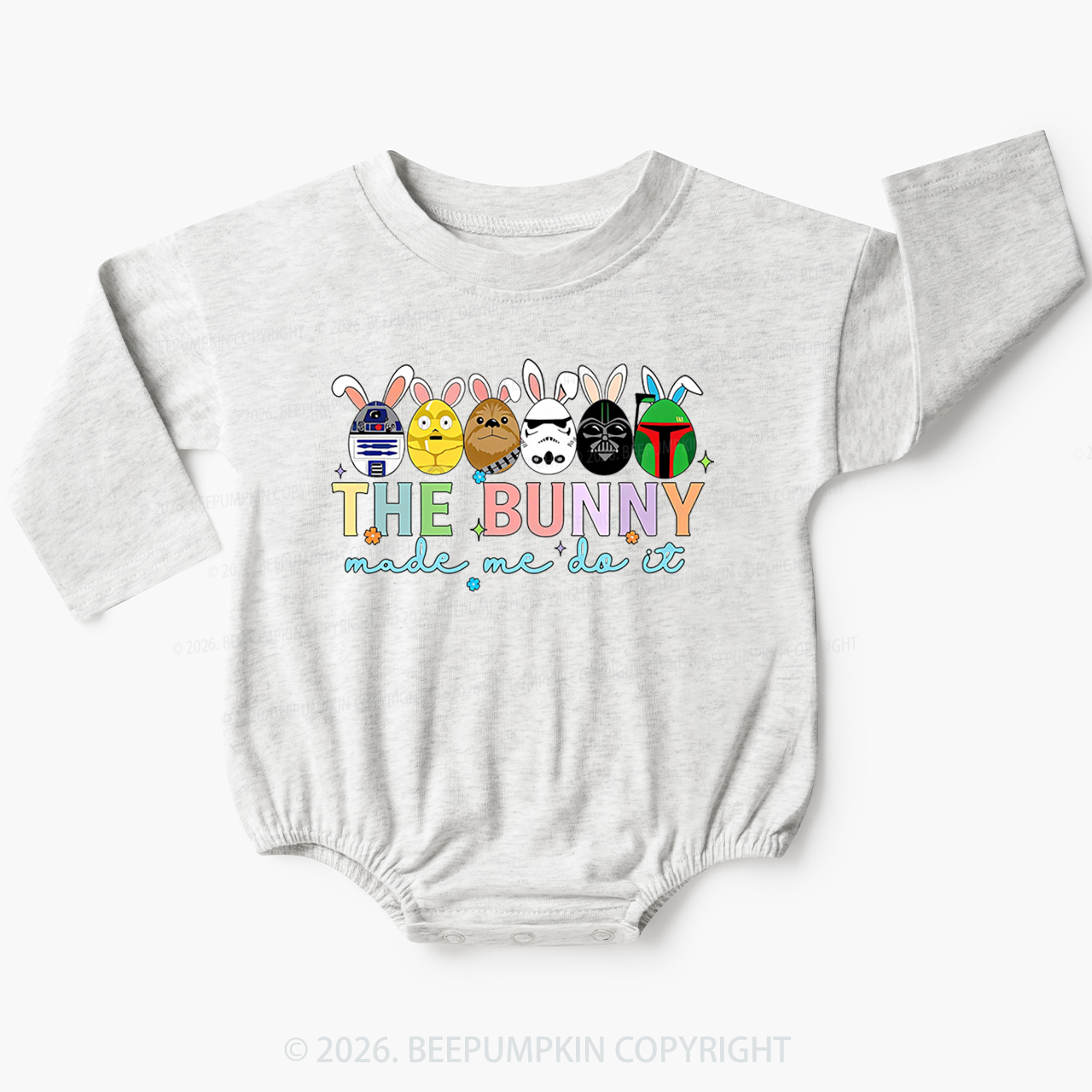 Cute Cartoon Characters Happy Easter Baby Bubble Romper Beepumpkin