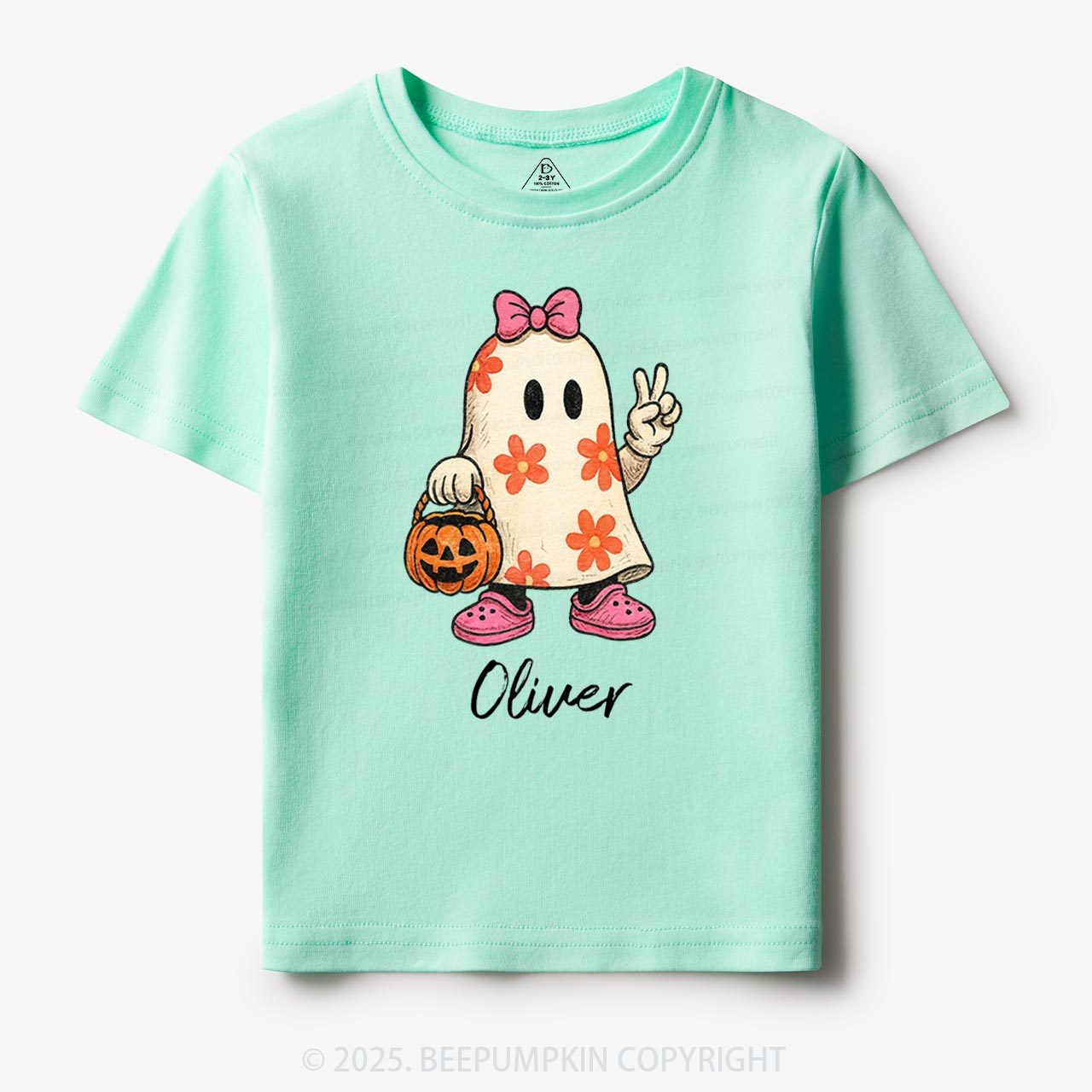 Personalized Halloween Cute Ghost and Pumpkin Toddler&Kid's Tees Beepumpkin