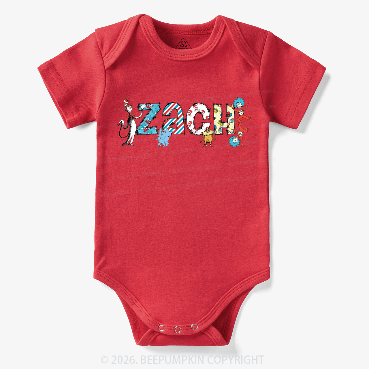 Personalized Seuss‑Style Letter Art Baby Bodysuit