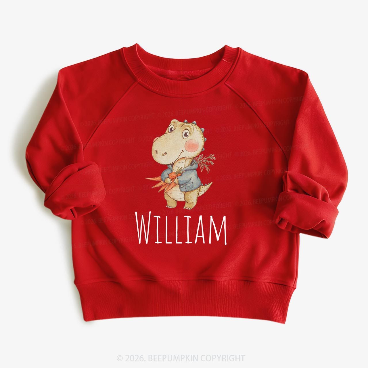 Personalized Watercolor Dino Friend Kid's Sweatshirt