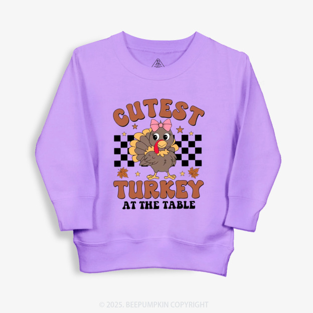 Coolest Turkey At The Table Thanksgiving Kid's Sweatshirt