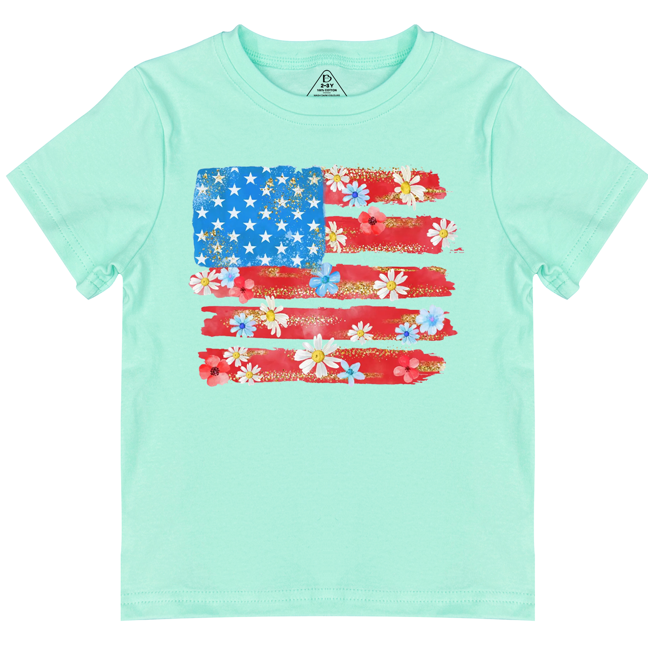 Flower American Flag Toddler&Kid's Tees Beepumpkin 