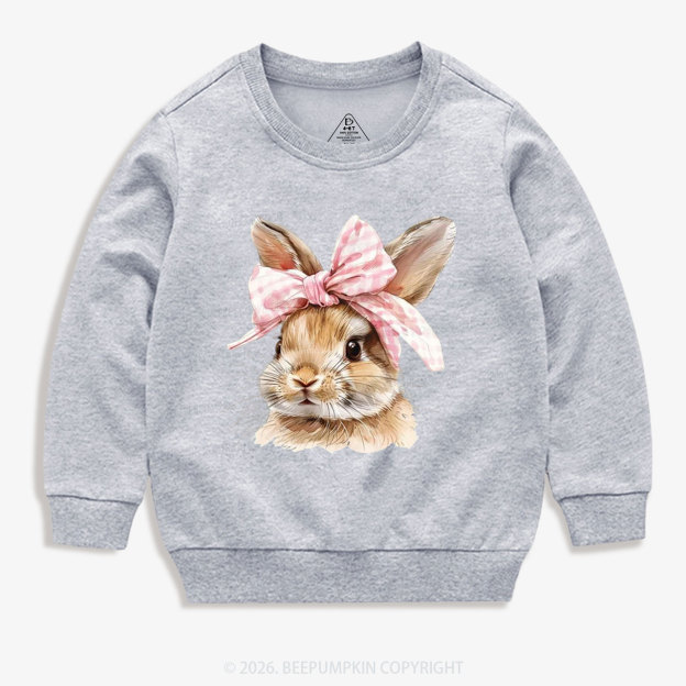 Cute Bunny with Bow Easter Kid's Sweatshirt