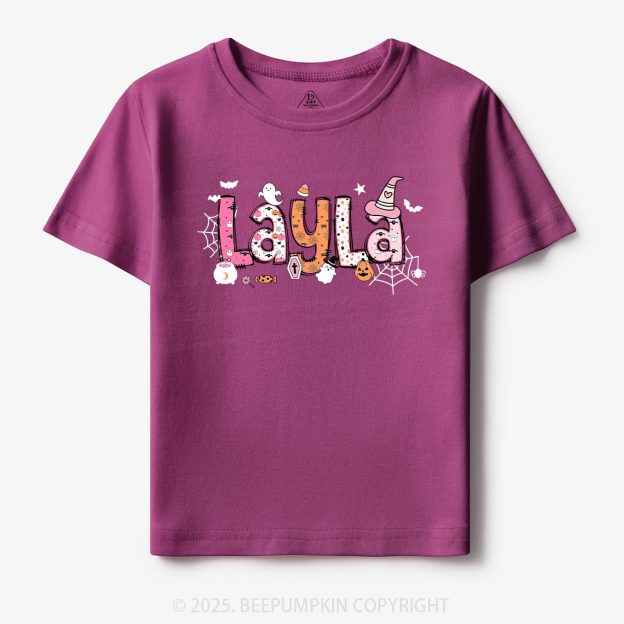 Personalized Name Halloween Girls Tees | Toddler & Kid's Tees Beepumpkin