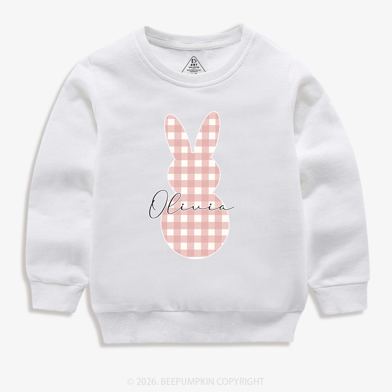 Personalised Easter Petit Gingham Bunny Kid's Sweatshirt