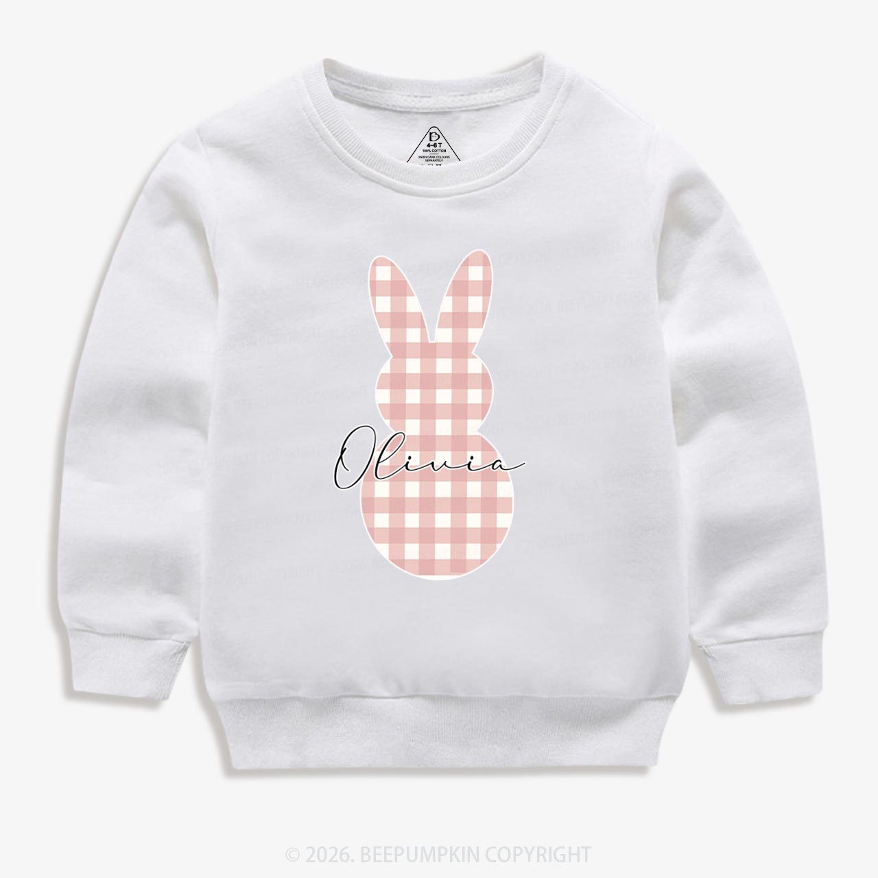 Personalised Easter Petit Gingham Bunny Kid's Sweatshirt