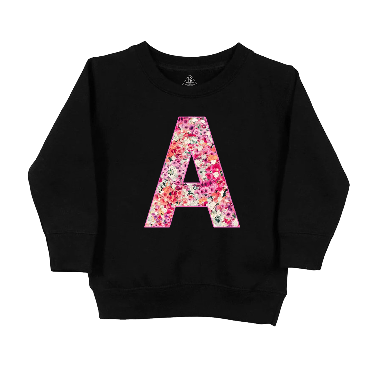 Personalized Cute Floral Initial Kids Sweatshirt