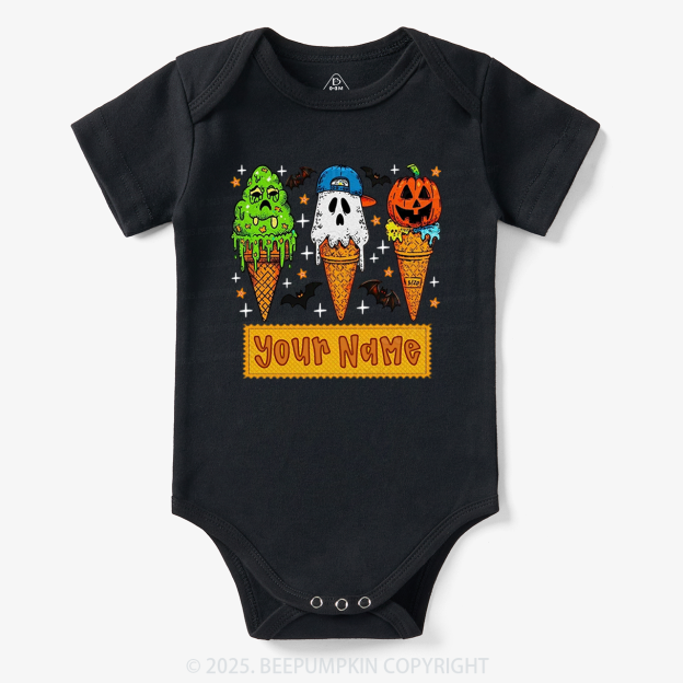 Personalized Name Halloween Spooky Scoops Halloween Bodysuit Beepumpkin