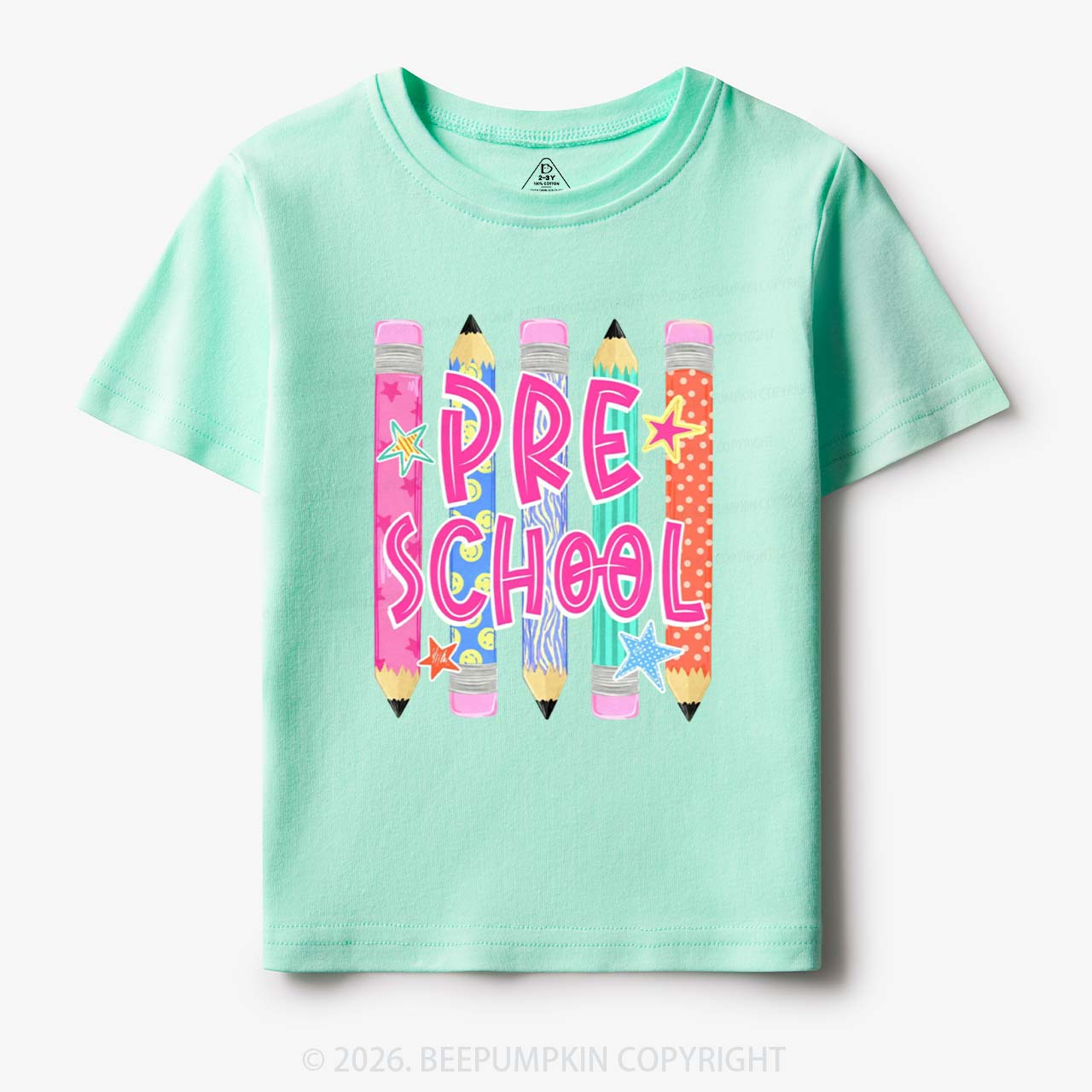 Personalized Grade Level Colorful Pencil Toddler&Kid's Tees