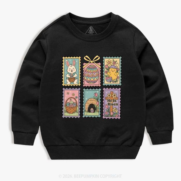 He Is Risen Easter Stam Kid's Sweatshirt