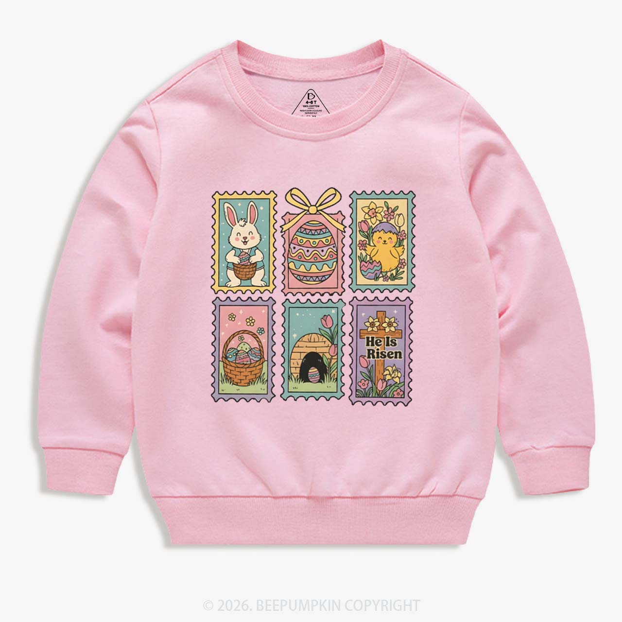 He Is Risen Easter Stam Kid's Sweatshirt