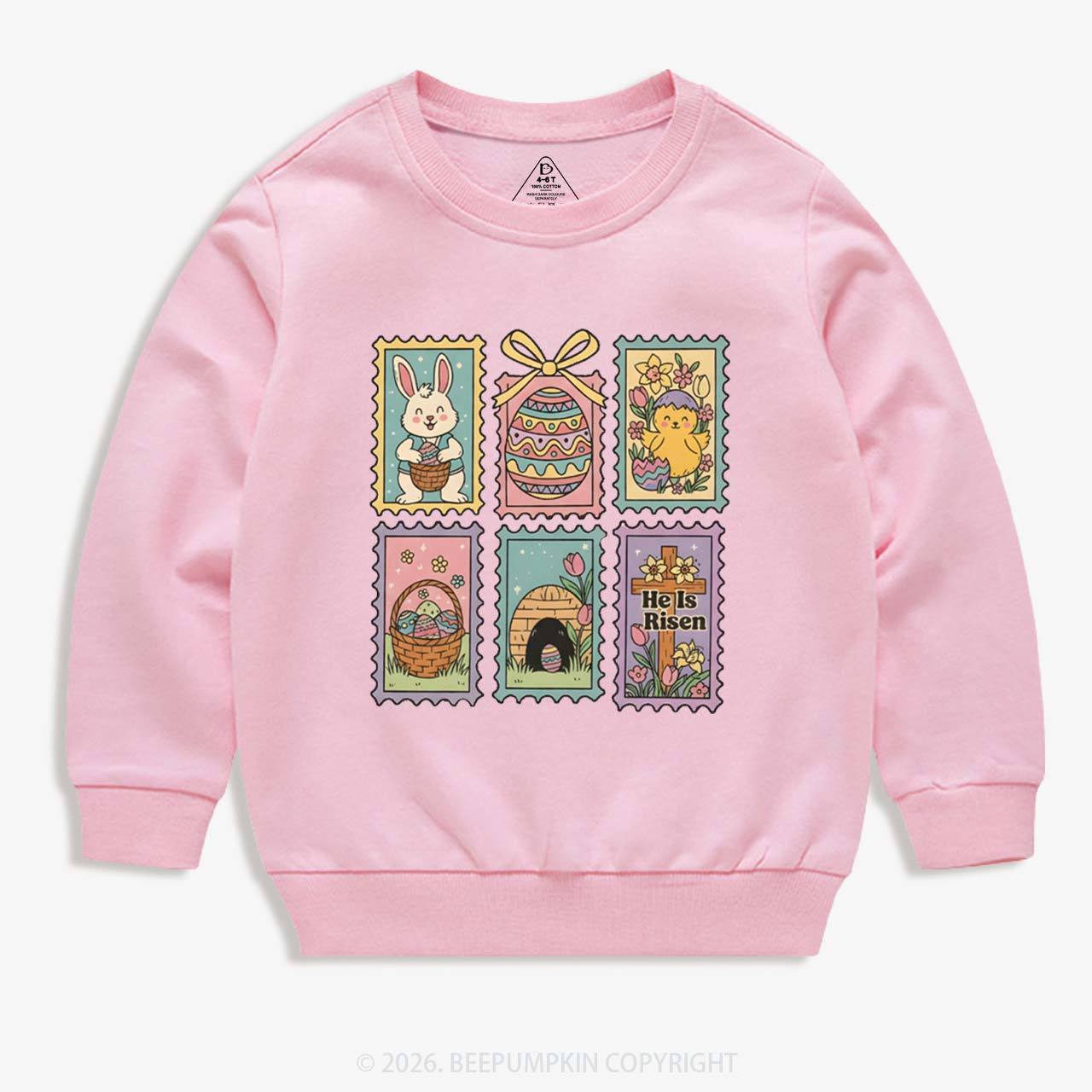 He Is Risen Easter Stam Kid's Sweatshirt
