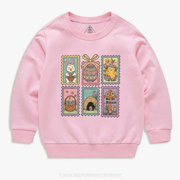 He Is Risen Easter Stam Kid's Sweatshirt
