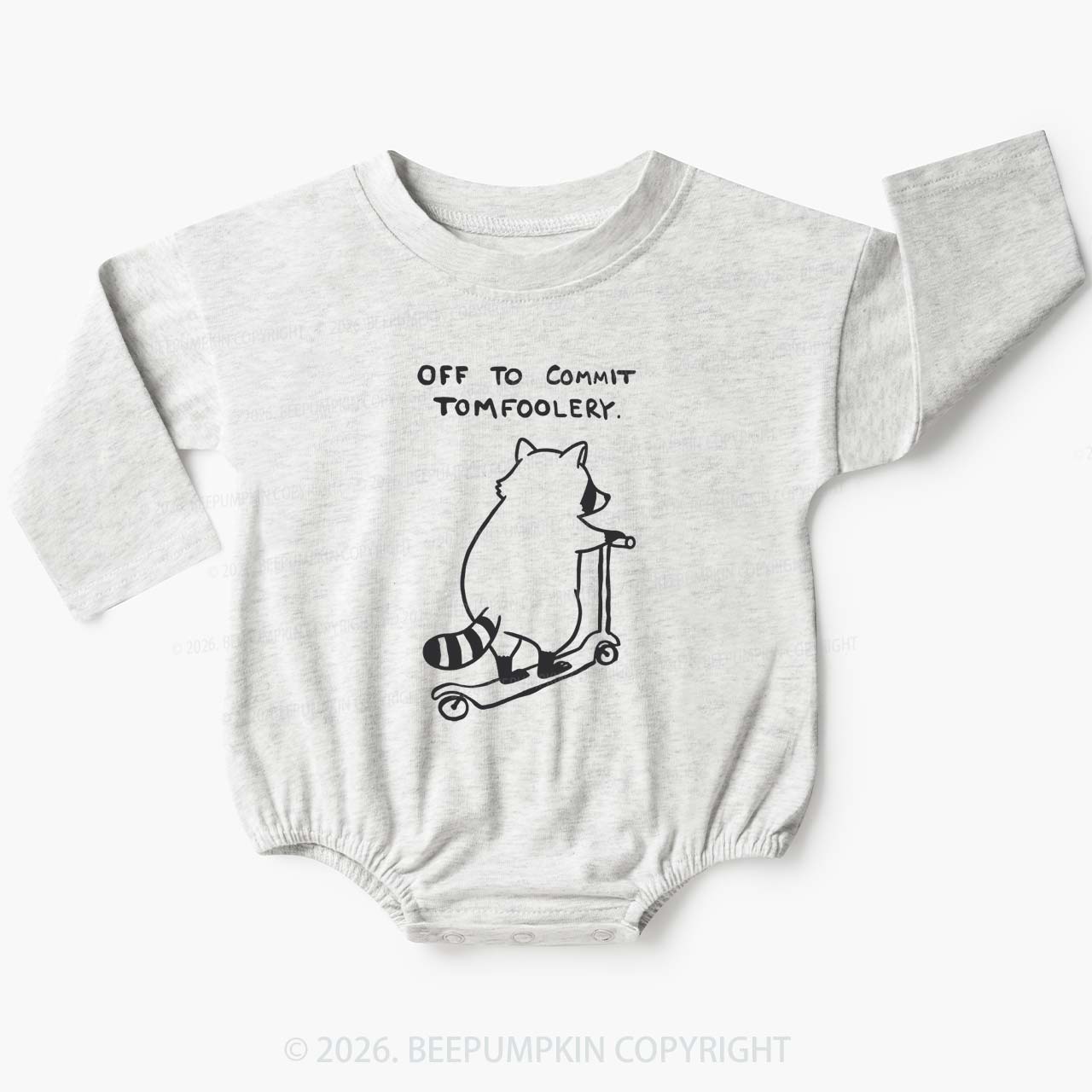 Off To Commit Tom Foolery Silly Raccoon Baby Bubble Romper