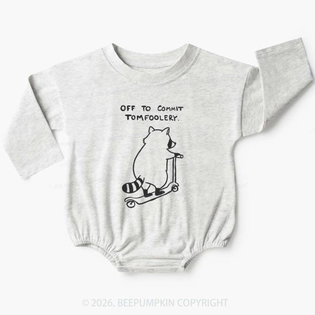 Off To Commit Tom Foolery Silly Raccoon Baby Bubble Romper