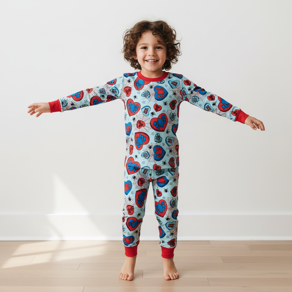 Spider Valentines Two-Piece Pajama Set For Kids