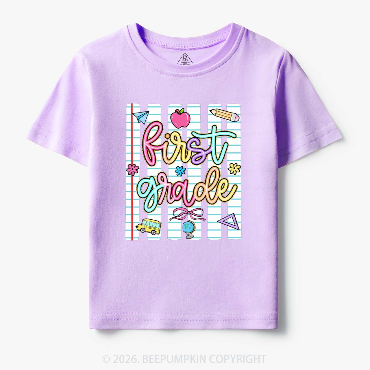 Personalized Colorful Striped Preppy Back To School Toddler&Kid's Tees