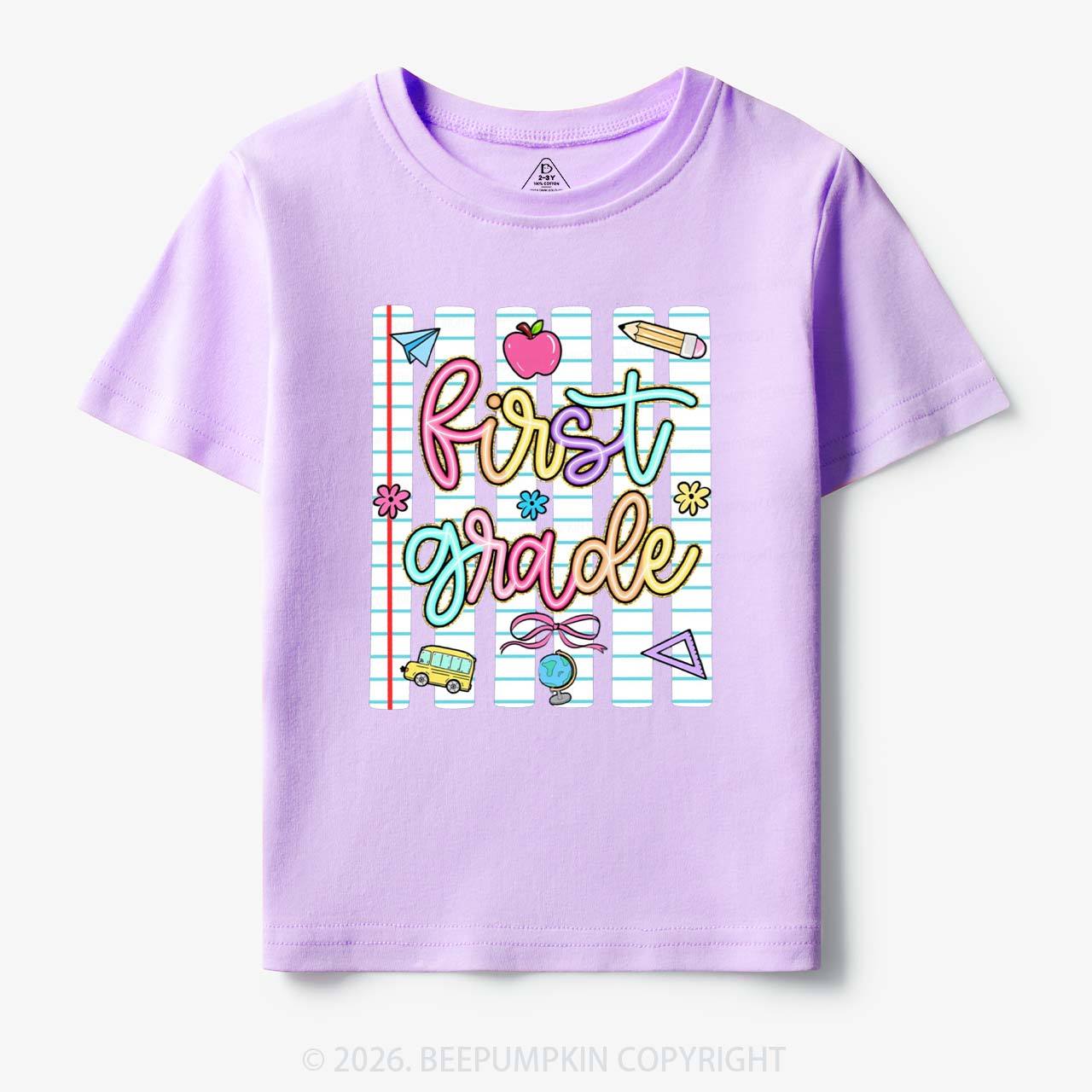 Personalized Colorful Striped Preppy Back To School Toddler&Kid's Tees