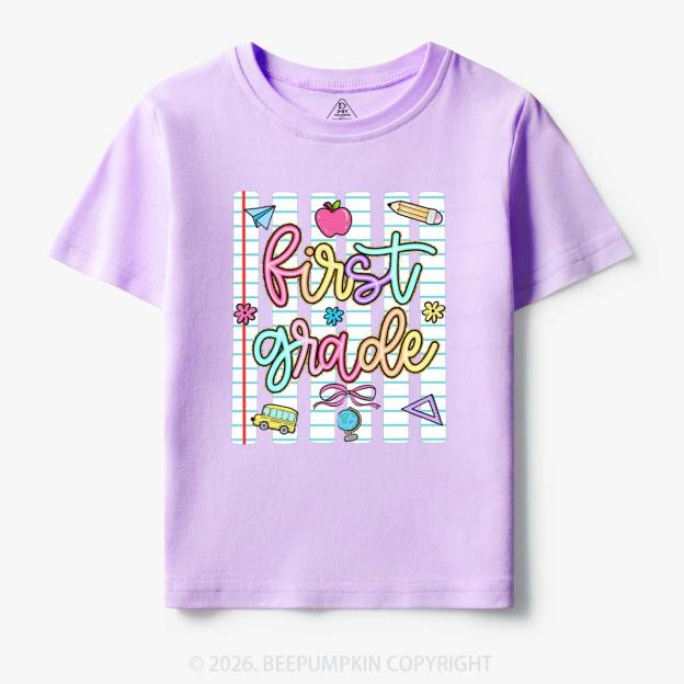 Personalized Colorful Striped Preppy Back To School Toddler&Kid's Tees