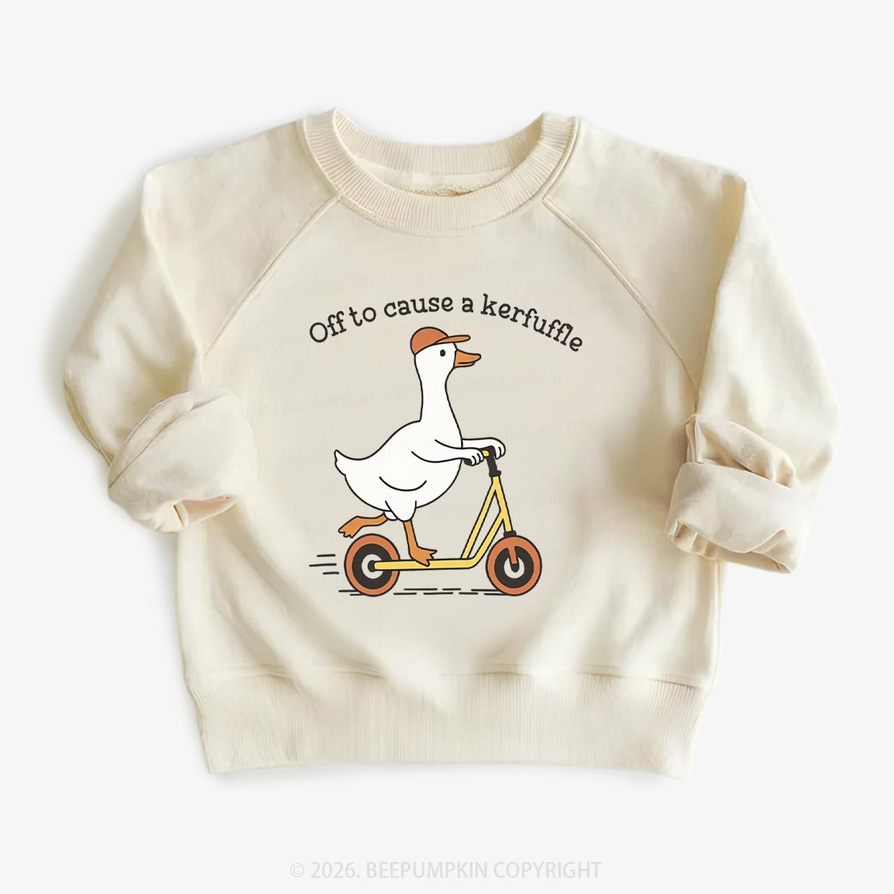 Off To Cause A Kerfuffle Silly Duck Animal Toddler&Kid's Sweatshirt