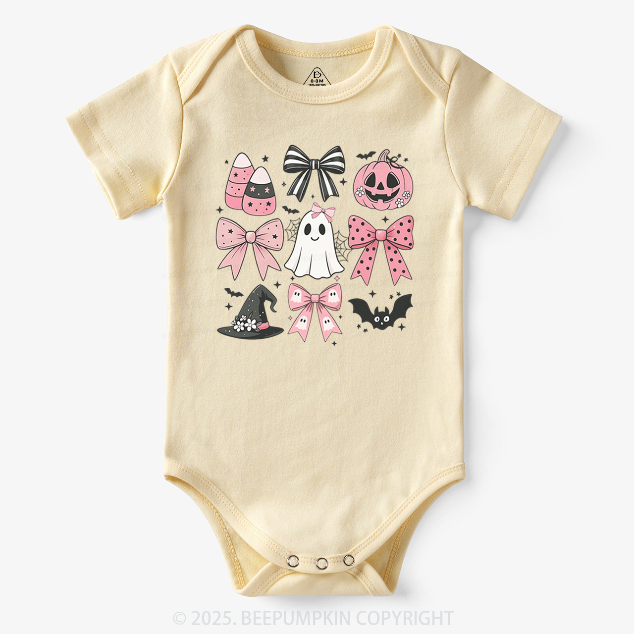  Pink Bow Coquette Halloween Bodysuit Beepumpkin