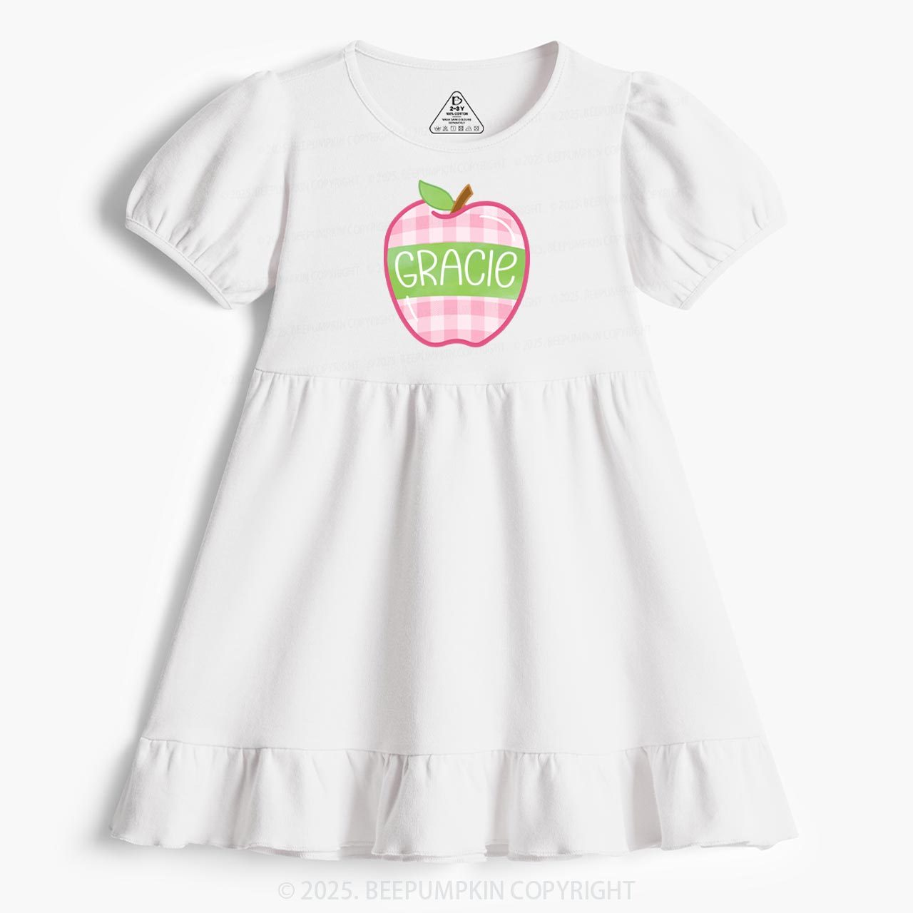 Personalized Plaid Apple Series Toddler&Kid's Ruffle Dress Beepumpkin 