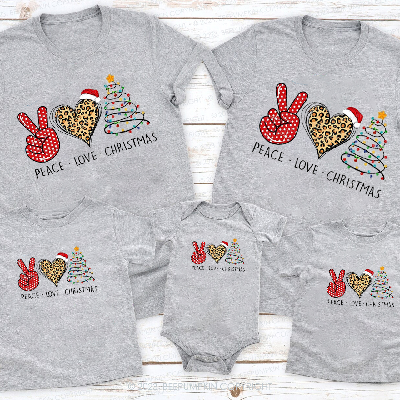 Peace Love Christmas Lights Sublimation Family Matching Tees Beepumpkin