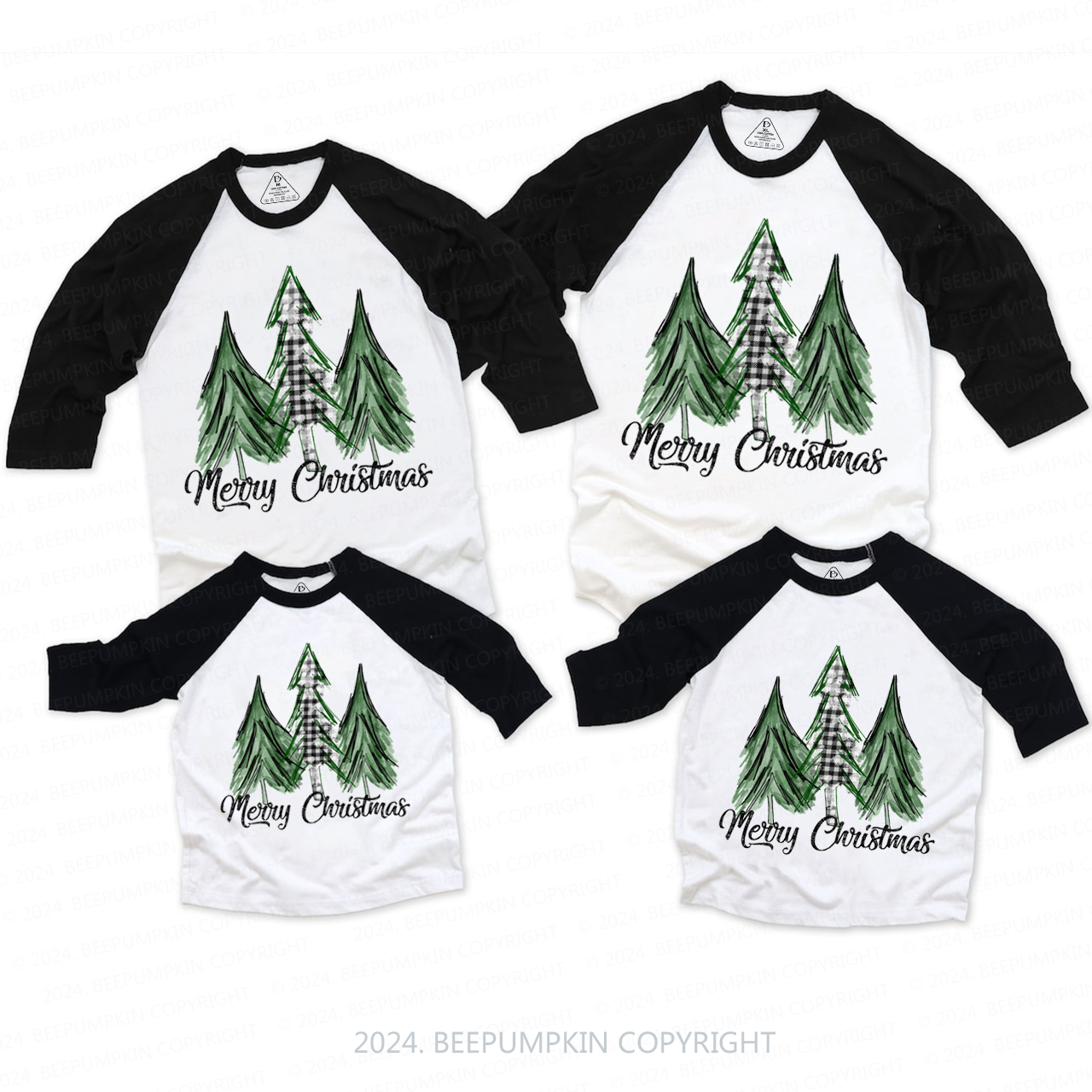 Christmas Tree Family Matching Raglan Sleeves T-Shirts  Beepumpkin
