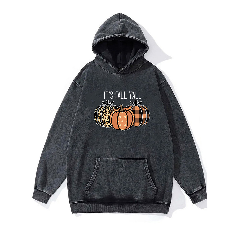 It's Fall Yall Pumpkin Vintage Washed Hoodie
