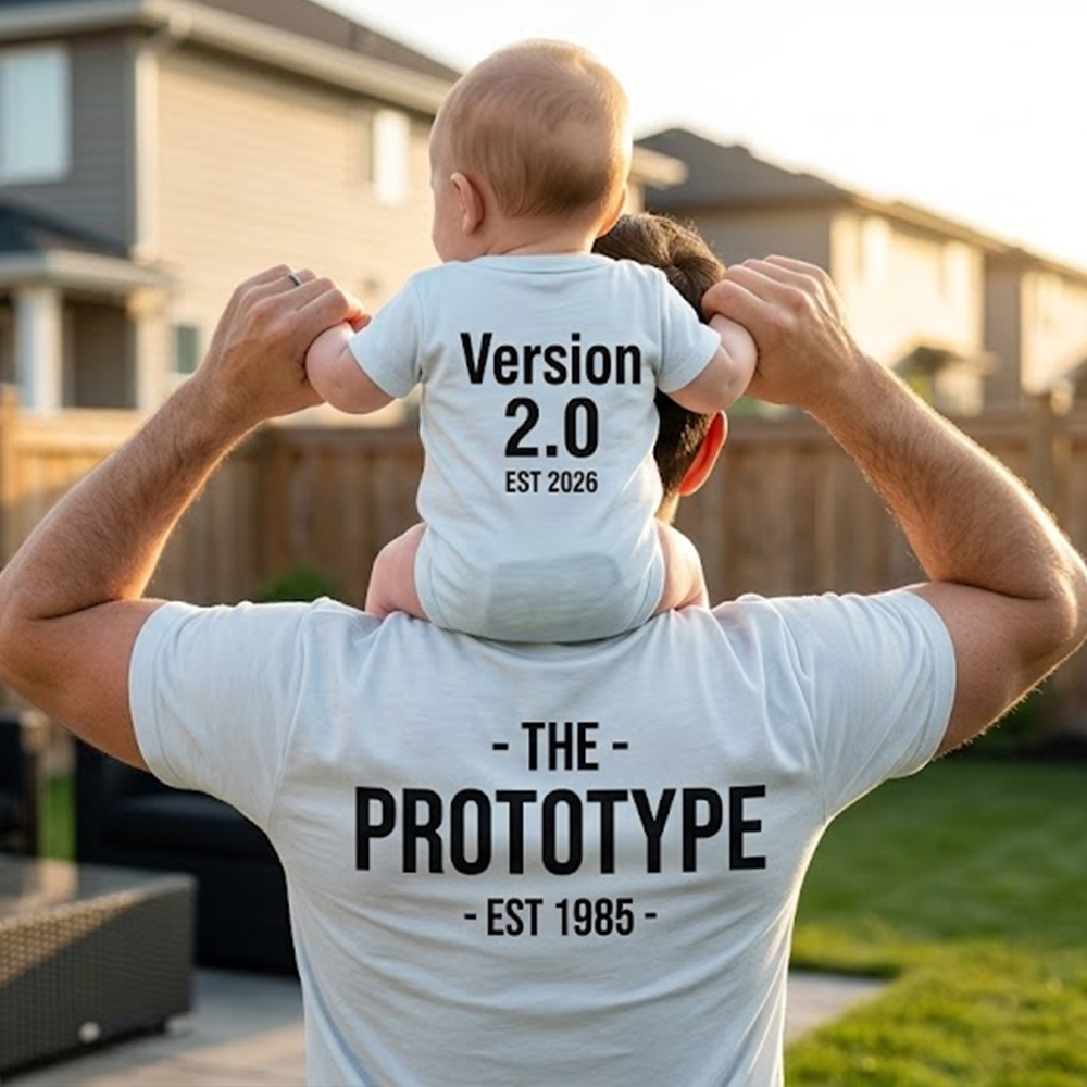 Prototype Version 2 Funny Dad&Me Matching Shirts-Back Design