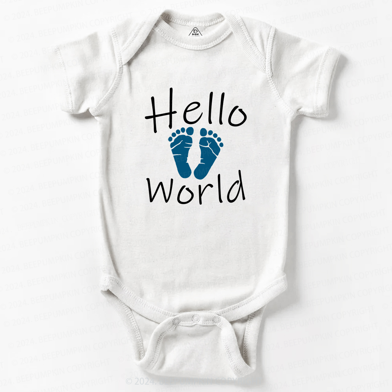 Hello World Footprint Baby Bodysuits 