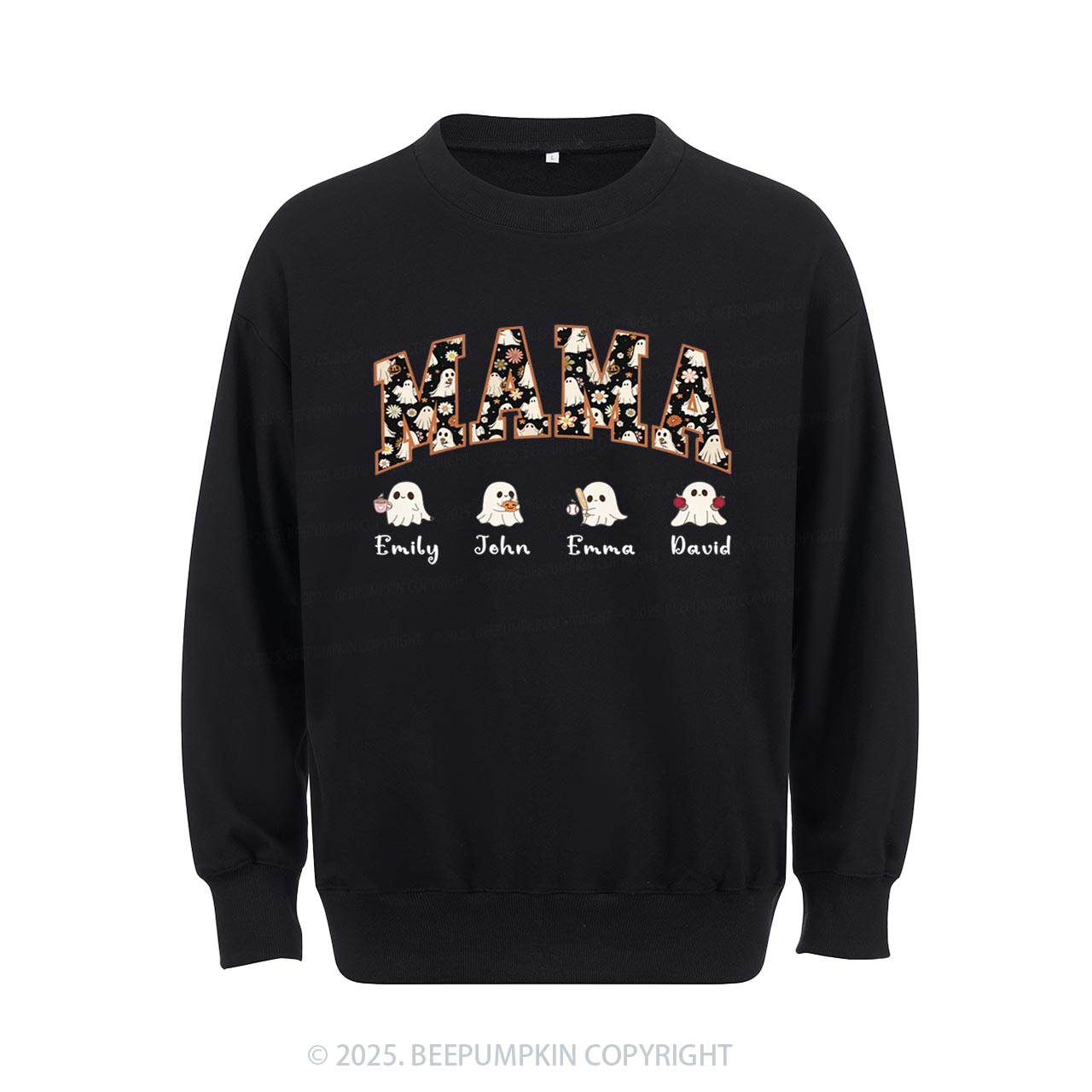 Personalized Ghost Mom Halloween Sweatshirt Beepumpkin