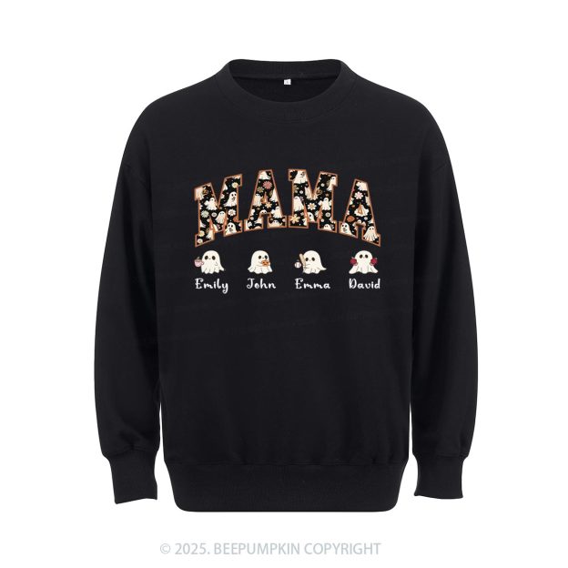 Personalized Ghost Mom Halloween Sweatshirt Beepumpkin