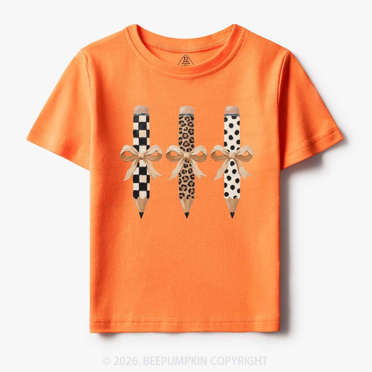Brushstroke Pencil Bow Preppy Toddler&Kid's Tees