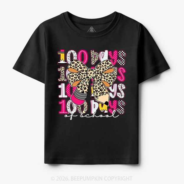 Leopard Love 100 Days Of  School Edition Toddler&Kid's Tees Beepumpkin