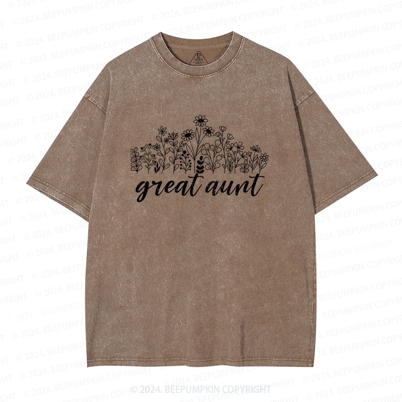 Great Aunt Flower Aunt Washed T-Shirts 