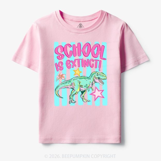 Retro Dinosaur School Is Extinct Last Day Of School Toddler&Kids Shirts