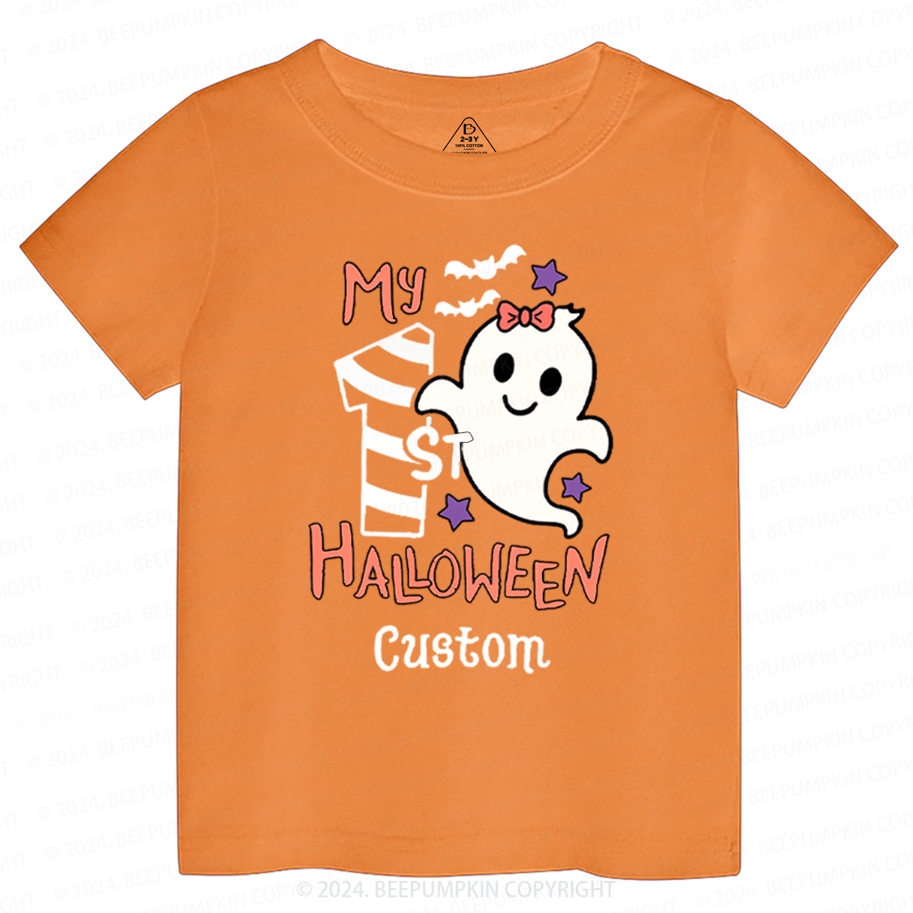 Personalized Name Halloween Bandage Ghost Toddler&Kids Tees