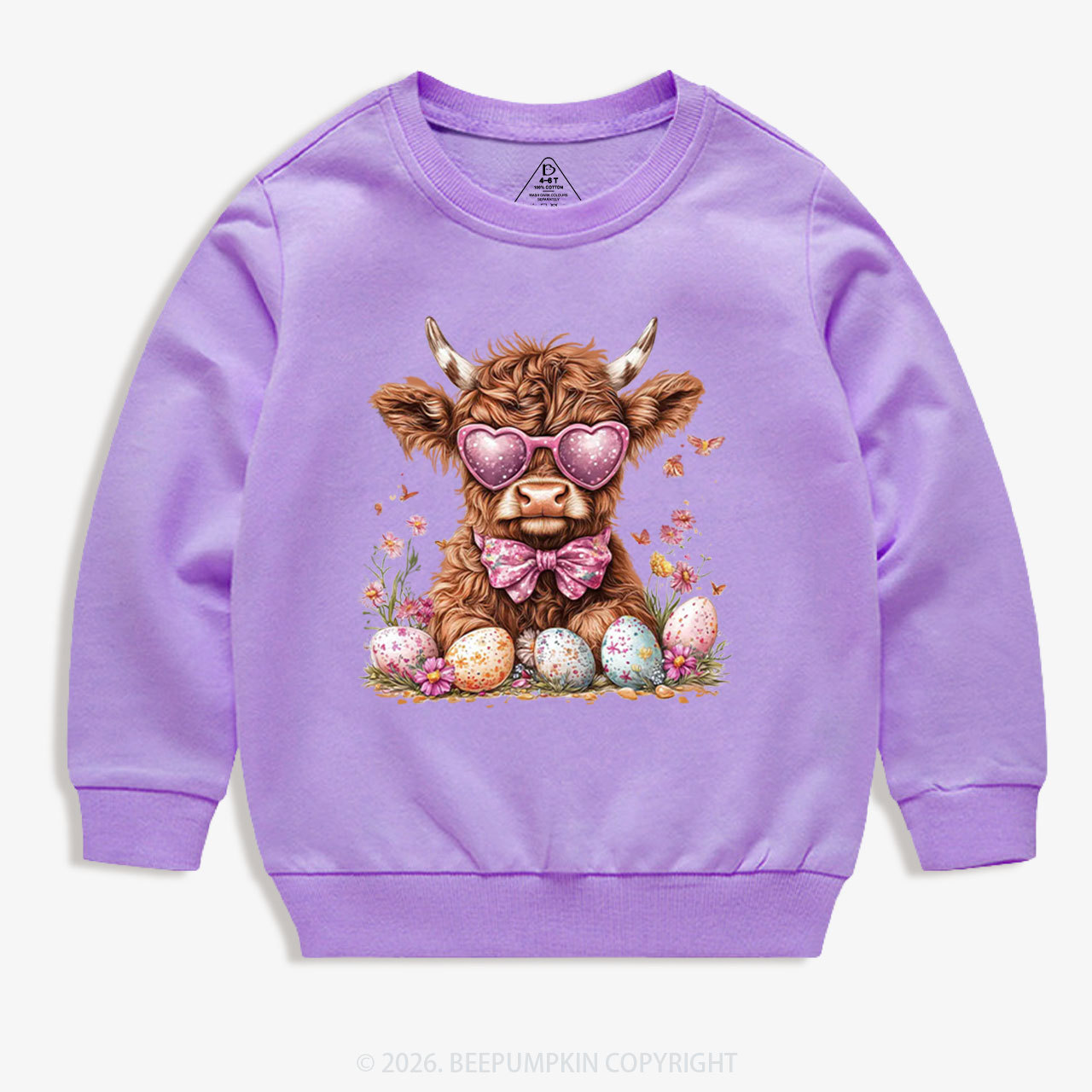 Easter Day Highland Cow Kid's Sweatshirt