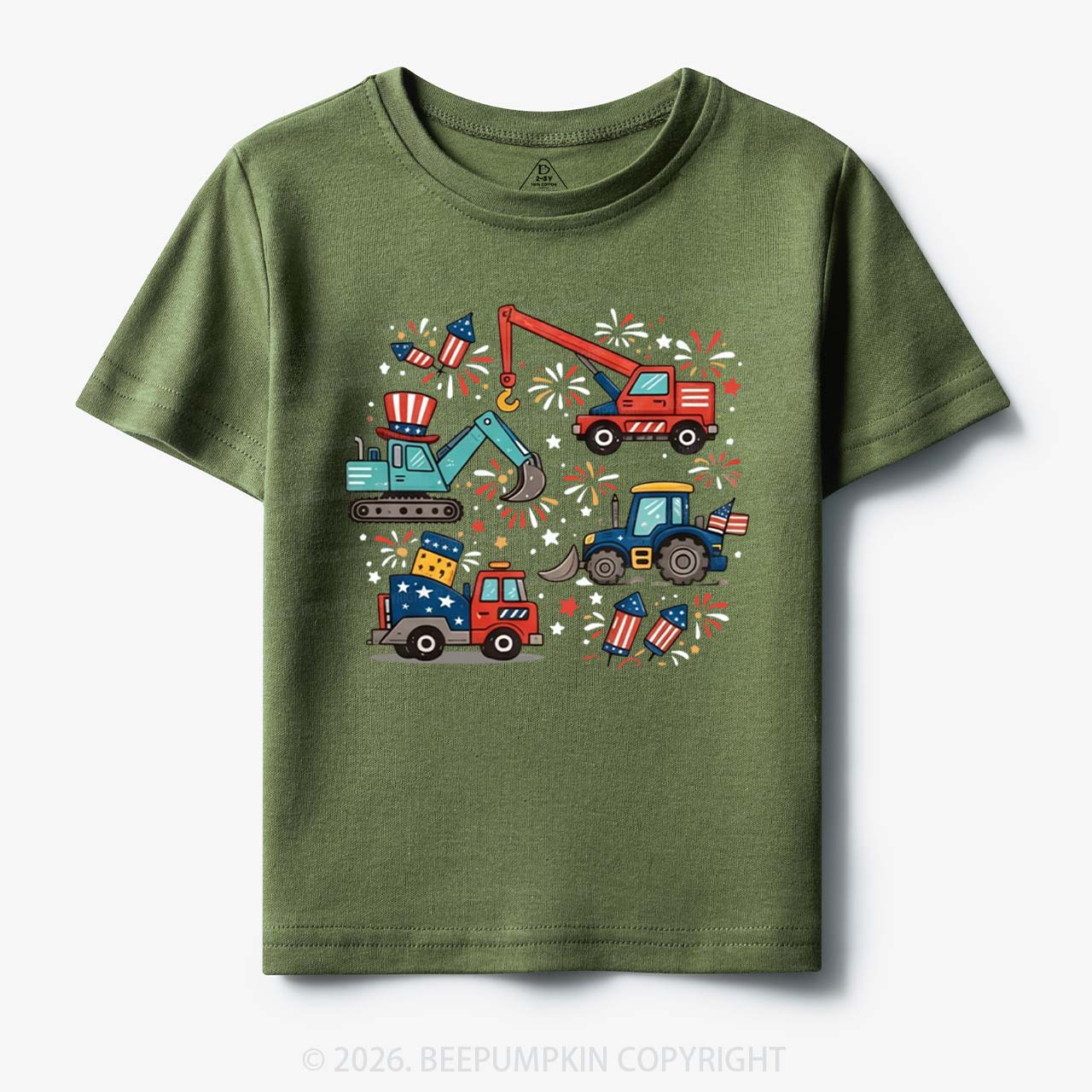 4th of July Construction Patriotic Truck Toddler&Kid's Tees