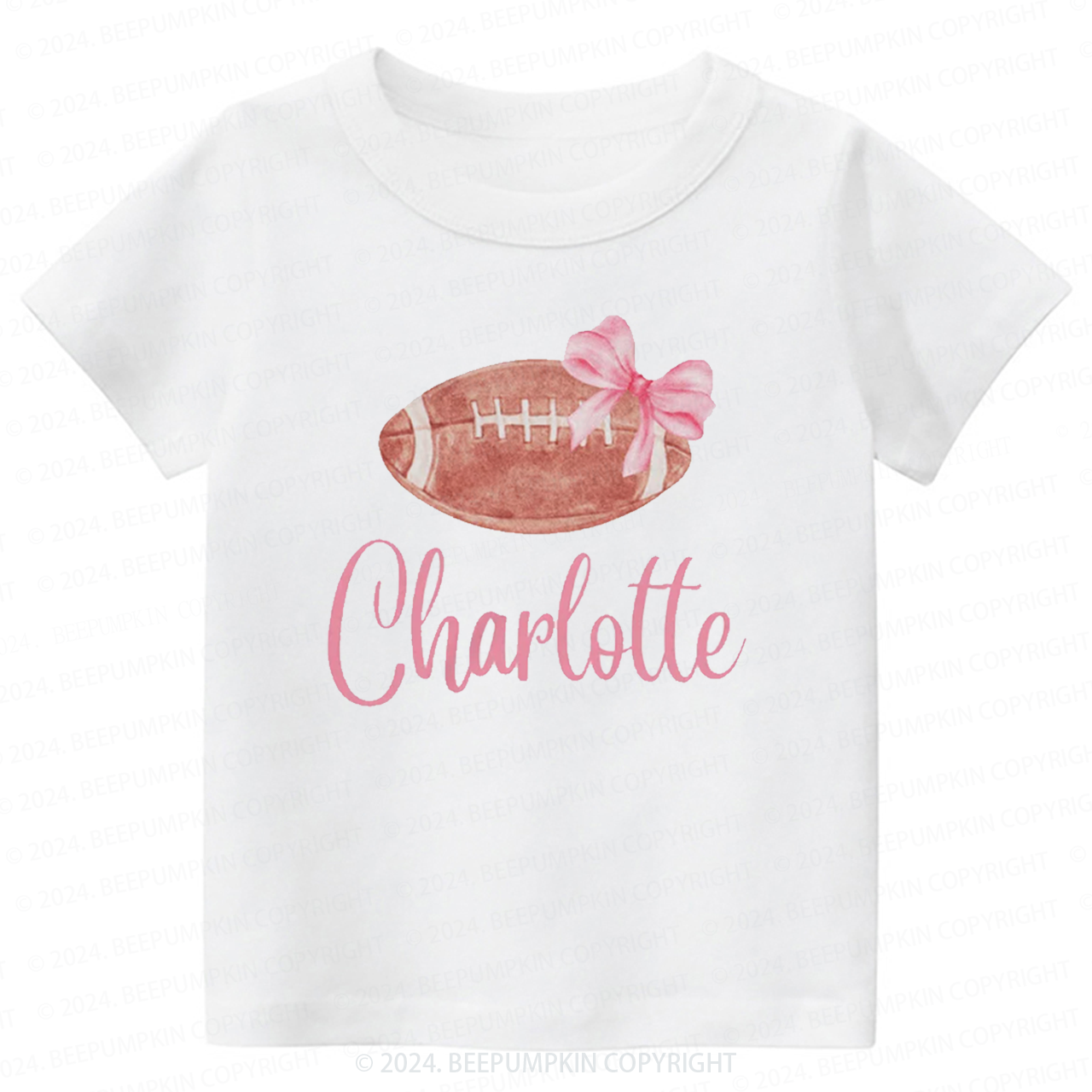 Personalized Football Bow Toddler&Kids Tees 