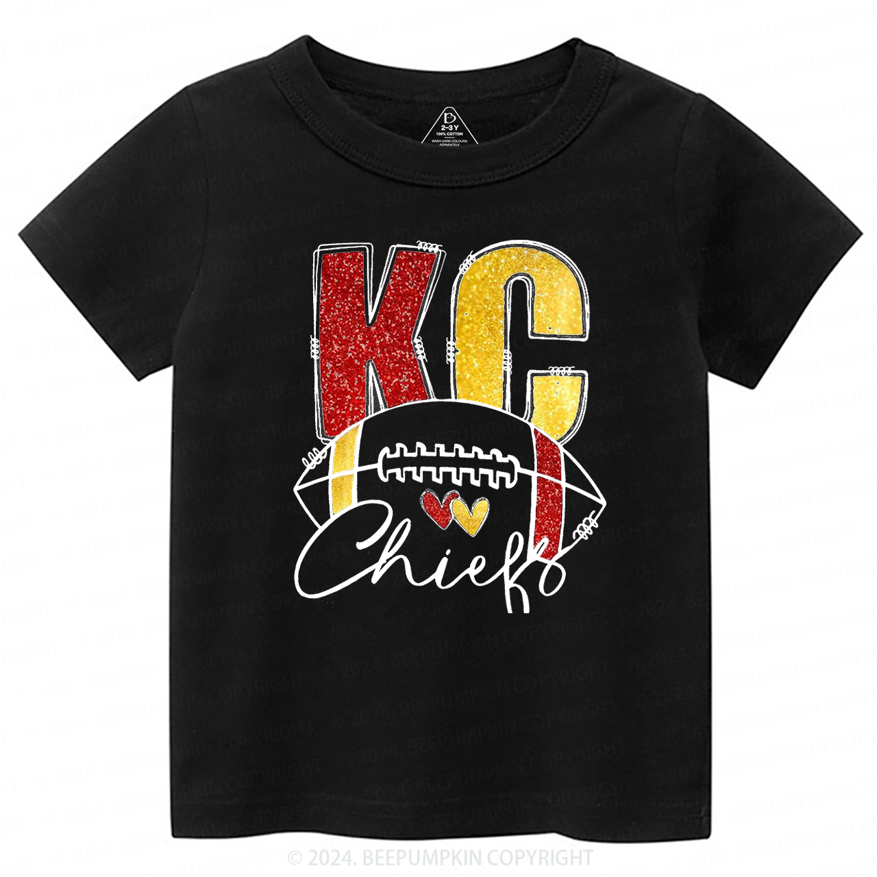 KC Football Glitter Toddler&Kids Tees Beepumpkin