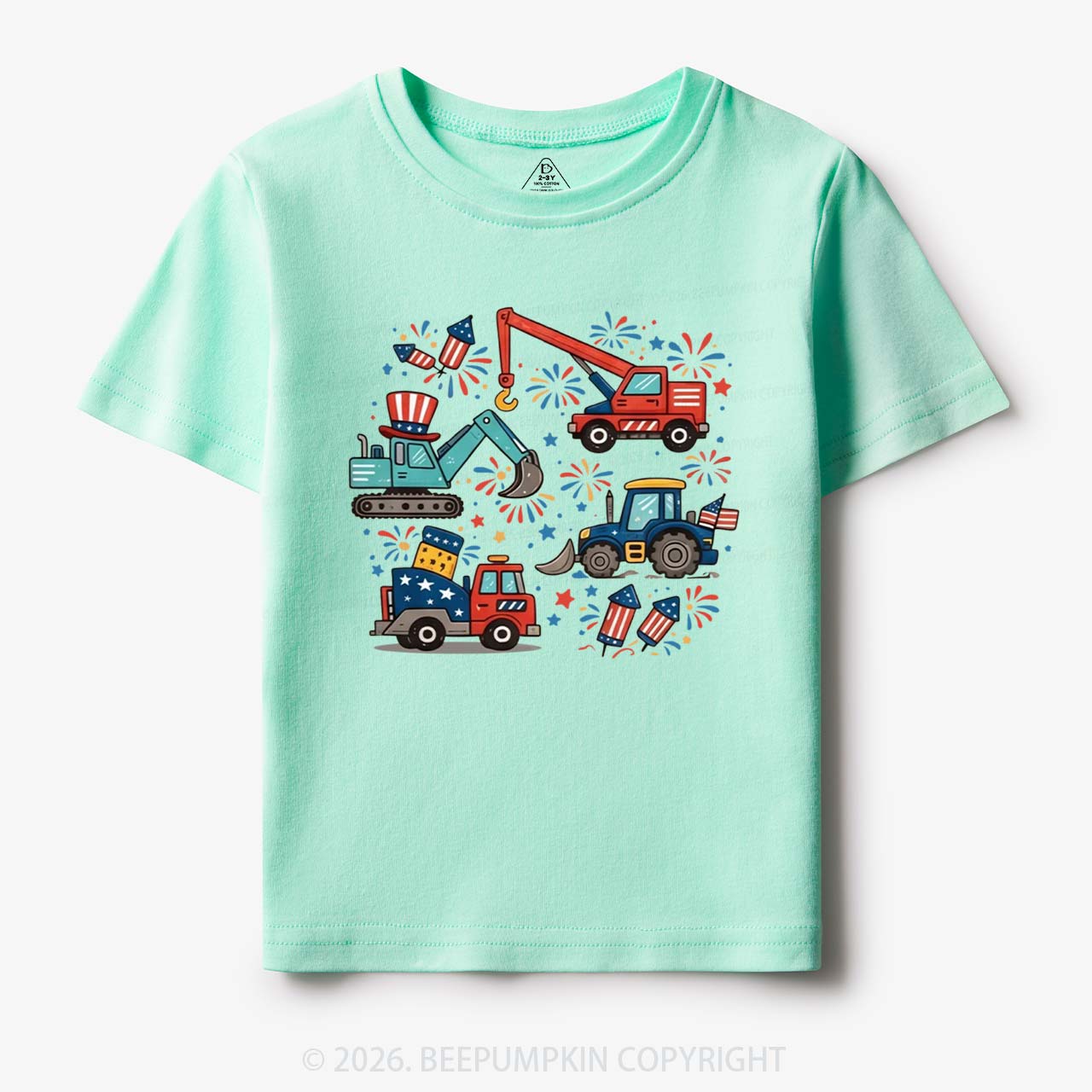4th of July Construction Patriotic Truck Toddler&Kid's Tees