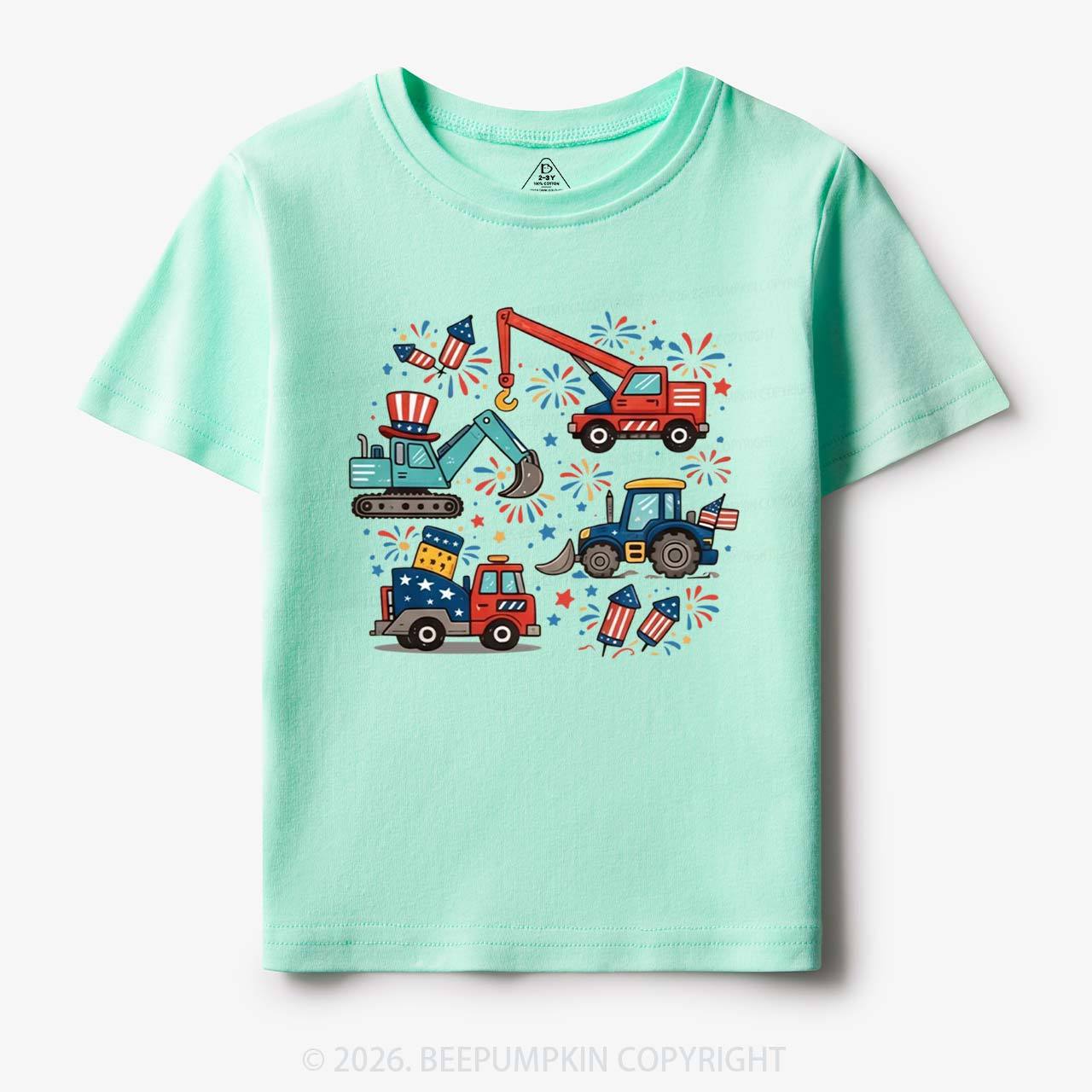 4th of July Construction Patriotic Truck Toddler&Kid's Tees
