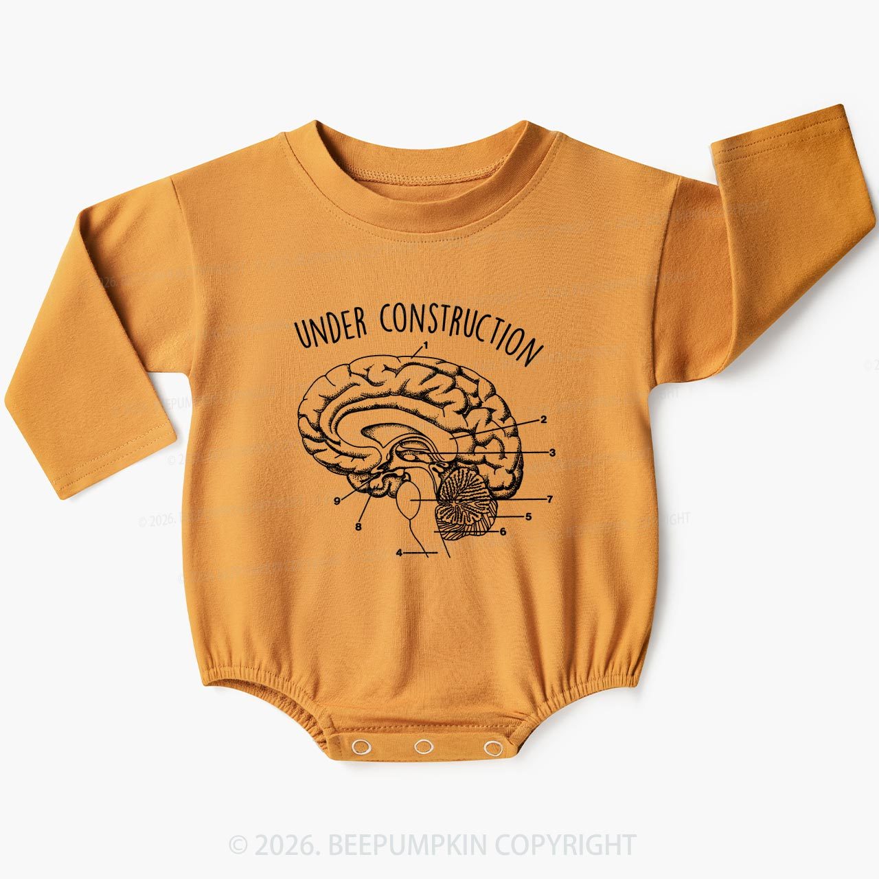 Under Construction Brain Diagram Baby Bubble Romper