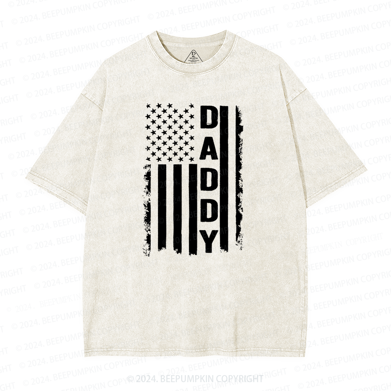 Daddy American Flag Dad Washed T-Shirts 
